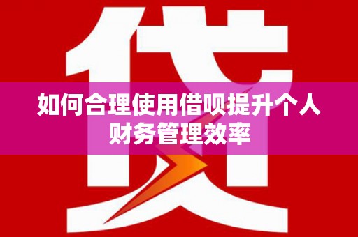 岳麓如何合理使用借呗提升个人财务管理效率