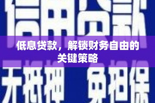 岳麓低息贷款，解锁财务自由的关键策略