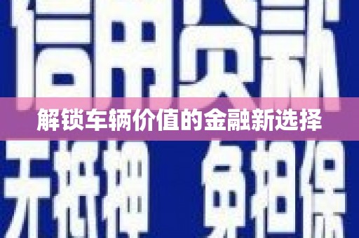 岳麓解锁车辆价值的金融新选择